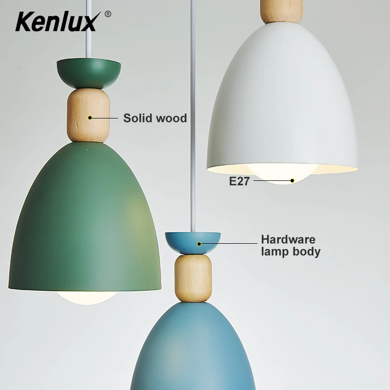 Современный минималистичный подвесной светильник E27 лампа из дерева и алюминия