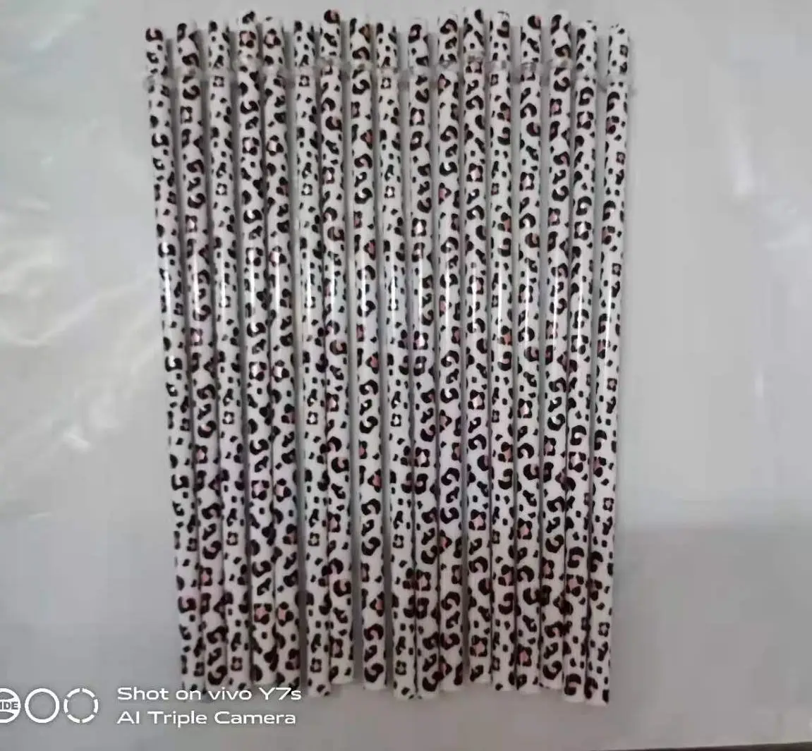 50 шт./лот 23 см Многоразовые твердые пластиковые соломинки печати питьевой бар для