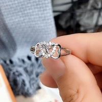 2021 hot sale 925 sterling silver cute clear cz simple heart finger rings for women engagement wedding statement larimar jewelry