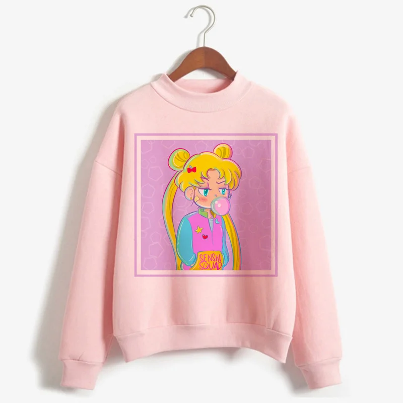 P1851C-pink Сейлор Мун каваи Харадзюку толстовки для женщин Ullzang милый кот Аниме Забавный мультфильм свитшоты Usagi 90s Эстетическая толстовка женская - Цвет: P1851C-pink