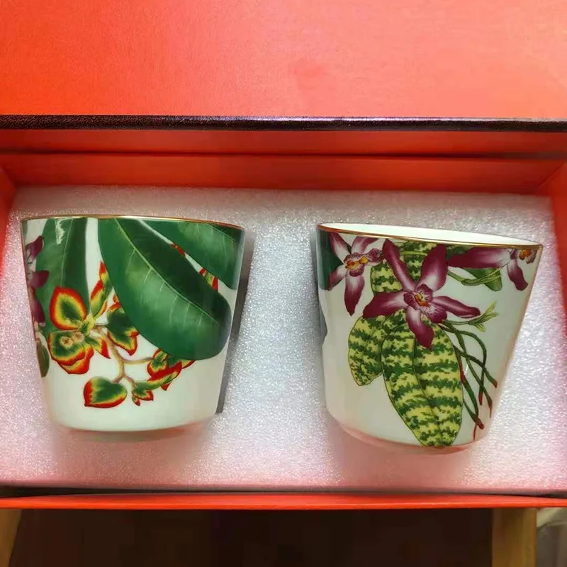 Green Plant Wall Decorative Plates Ink Jungle Painting Ceramic Mugs Leaf Pattern Home Decor Porcelain Cup Coffee Juice Mug