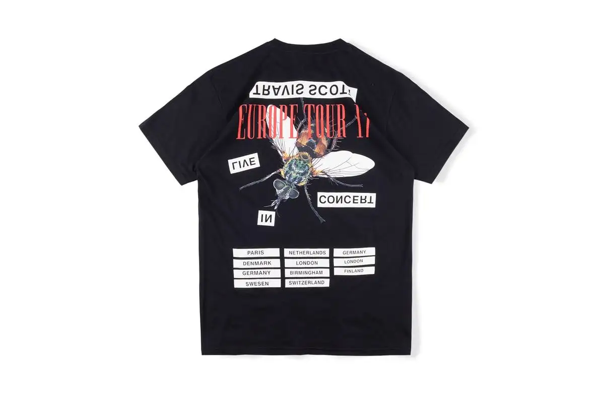 

Travis Scott t shirt Europe Tour TS EUROPE TOUR INSECT PRINT astroworld tee HIP-HOP SHORT-SLEEVED fasion astroworld T-SHIRT