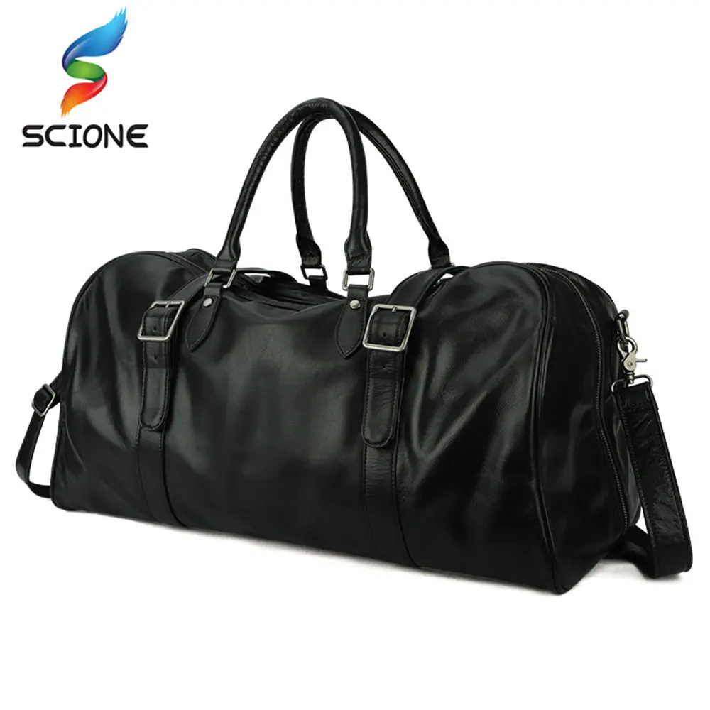 Genuine Leather Gym Bag Men Fitness Duffle Shoulder Bags Large Capacity Waterproof Travel Training Sport Handbag  XA138Y
