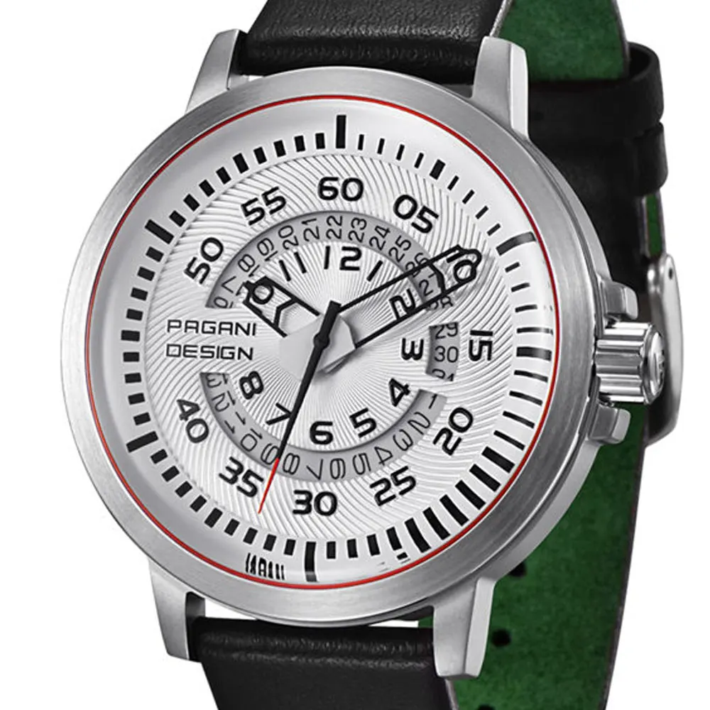 48 мм Pagani Дизайн белый циферблат Дата кварцевые мужские часы полый календарь