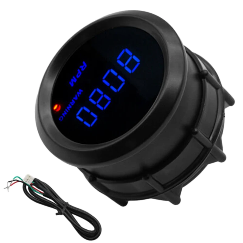 Автомобильный цифровой тахометр 2 дюйма 52 мм Синий светодиодный 0 9999 об/мин
