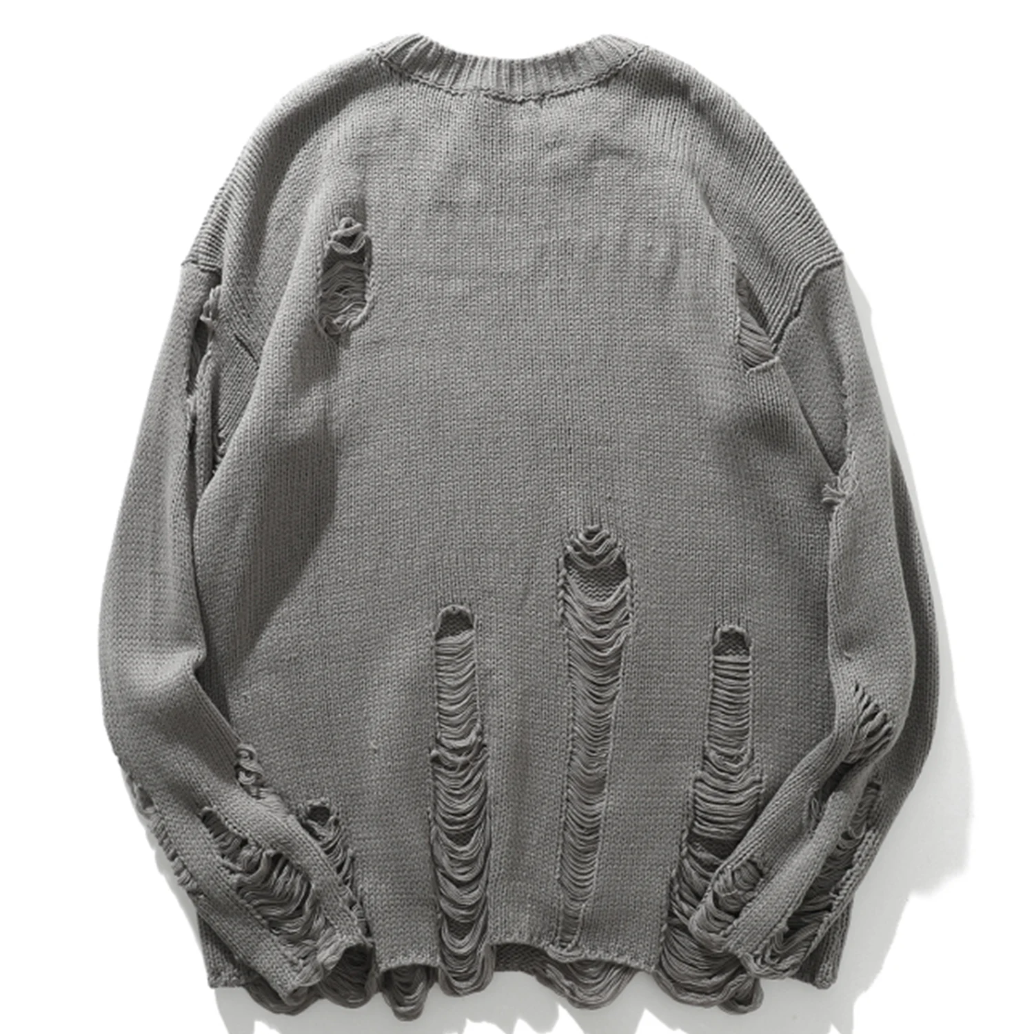 TRIYO 2021 Solid Ripped Knitted Womens Sweaters Harajuku Hip Hop Tops Fashion Streetwear Casual Female Pullover Outwear Black | Женская