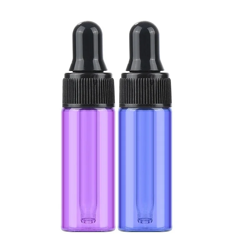 1 мл 2 3 5 синий Стекло бутылка с пипеткой пустой зеленый/Фиолетовый Эфирное масло