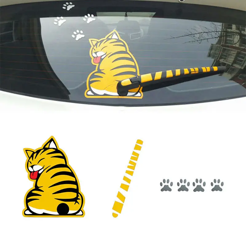 3D Cat подвижный хвост наклейка на автомобиль в виде лапы креативное мультяшное