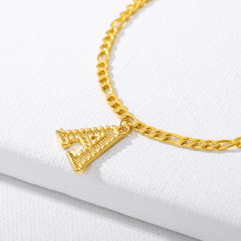 Изящный браслет на ногу с инициалами золотого цвета буквами алфавита цепочка для