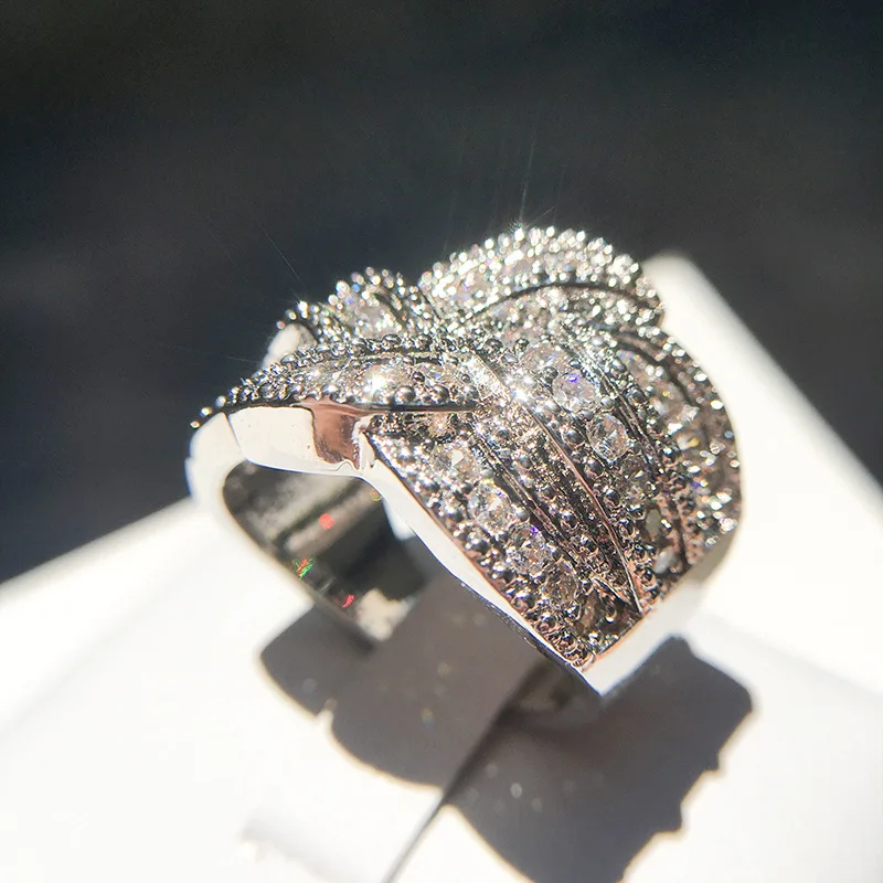 2019 Новый Bling CZ камень циркон S925 стерлингового серебра Цвет кольца для женщин