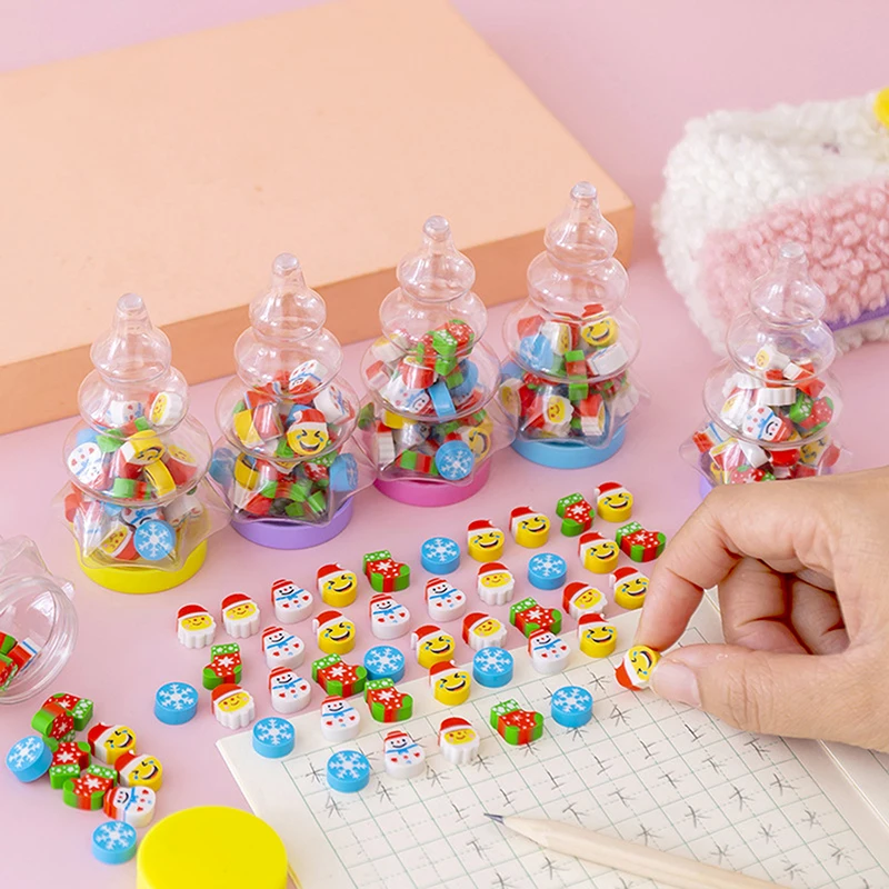 Christmas Erasers Kawaii Stationery Papeleria Santa Tree Mini Rubber Eraser New