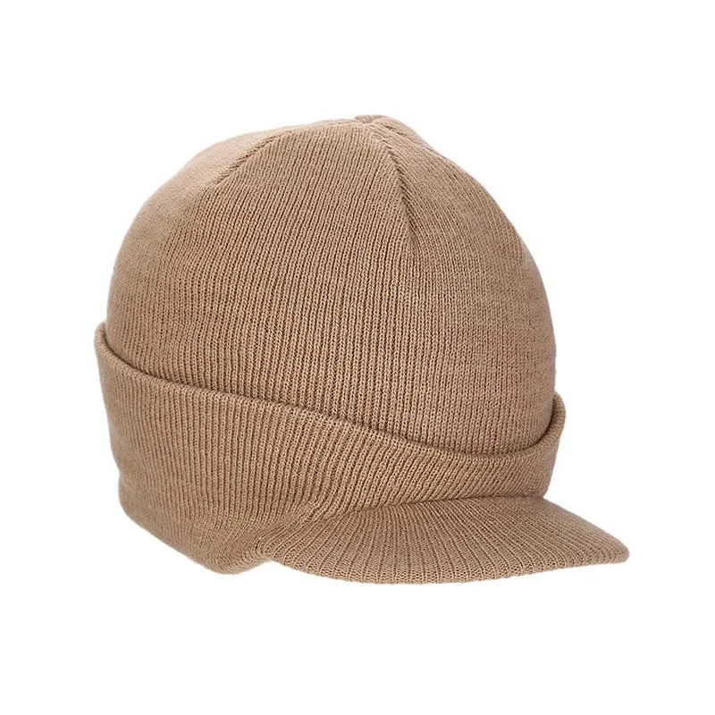 

New Baseball Cap for Men Winter Hat with Brim Warm Double Soft Knit Cuff Hat Winter Thick Bonnet Outdoor Hat gorras hombre 2021