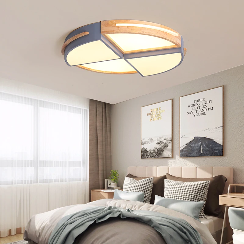 

LED Ceiling Light Gray/White Nordic Elegant Wooden for Living Room Bedroom Study Surface Mounted Lighting Fixture 6cm Height