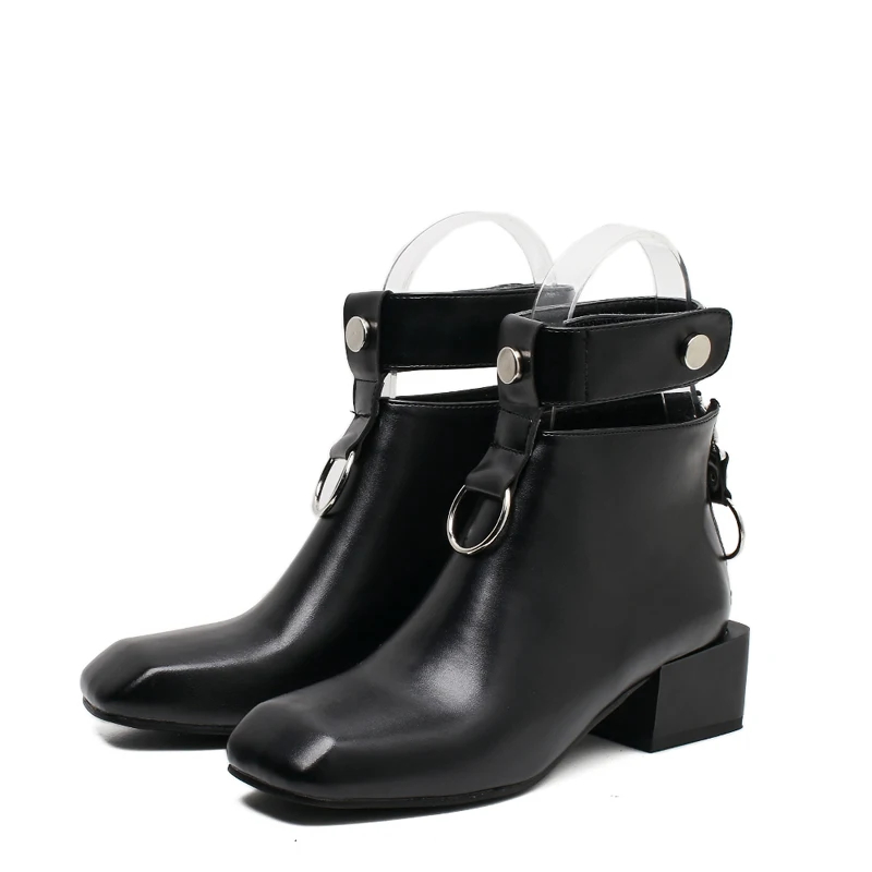 Женские ботильоны в стиле ретро осенние ботинки панк с круглым ремешком и