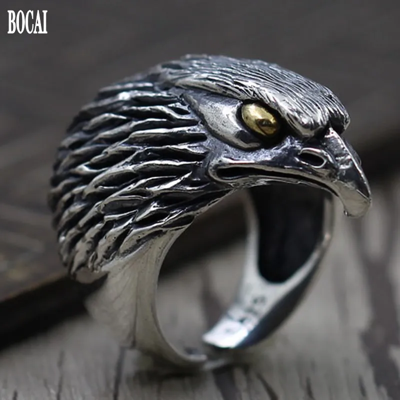 

Thai silver Retro Old Carved Eagle personality ring S925 sterling silve making men domineering ring opening
