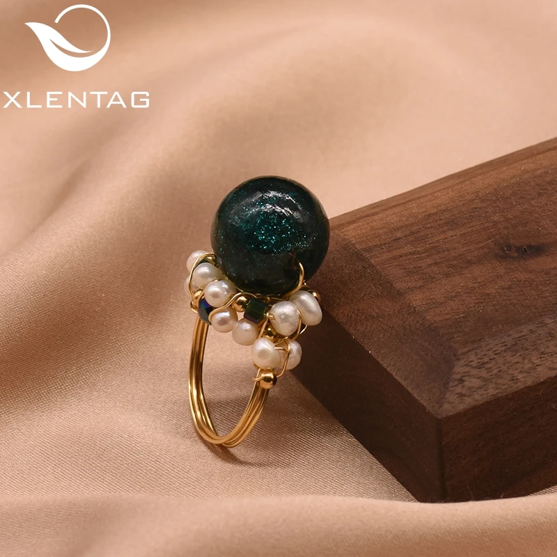 Кольцо XlentAg оригинальное кольцо из натуральной пресной воды в стиле барокко с