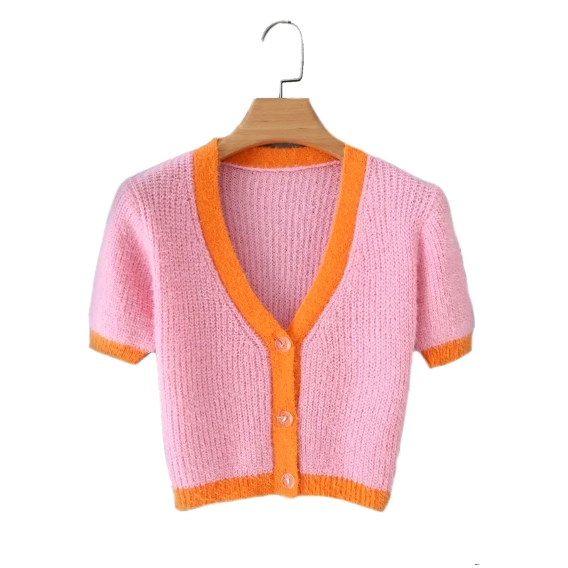 

2020 Spring Korean sweater women vintage pink cardigan knitted cute sweater punk crop sweater knit korean cardigans cute purple