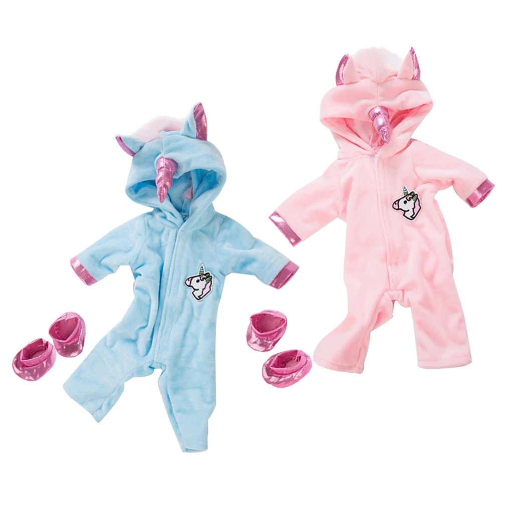 

18 Inch Baby Doll Pajamas with Shoes Outfits Unicorn Jumpsuit Lovely