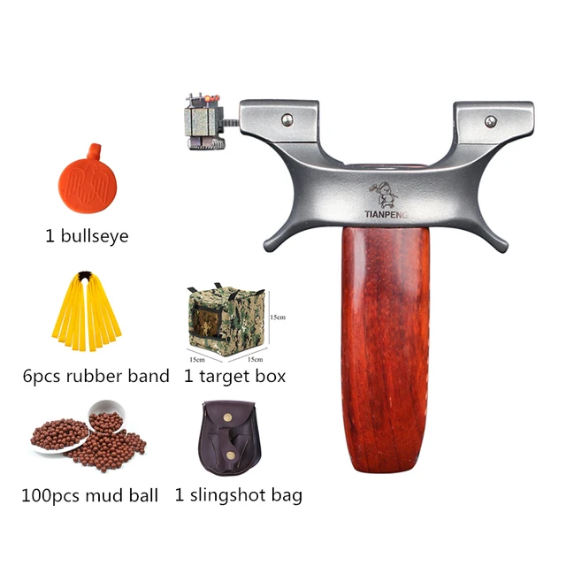 Рогатка для охоты из нержавеющей стали с деревянной ручкой плоской резиновой