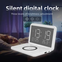 3 in 1 digital led desk alarm clock thermometer with 15w wireless charger for iphone samsung wireless charging dock station