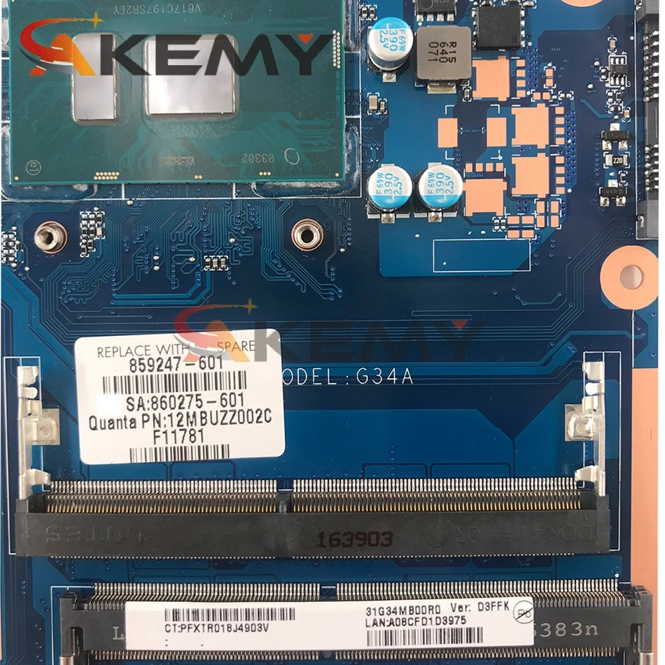 Günstig Akemy 856231-601 Für HP Pavilion 15-AU 15T-AU Notebook Motherboard DAG34AMB6D0 Mainboard 940MX 4GB I5-6200U Vollständig Getestet