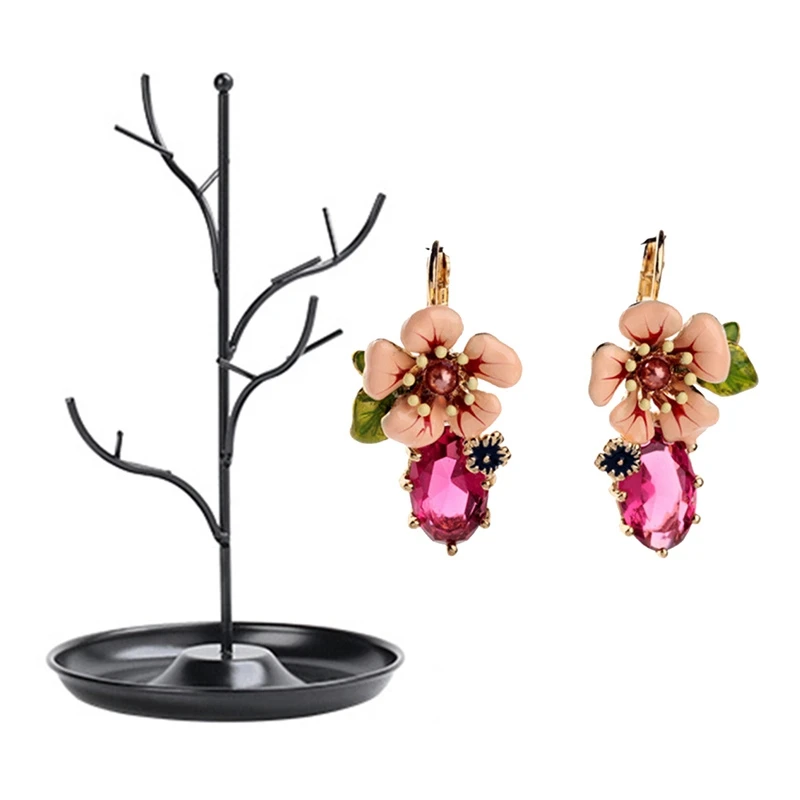 

Jewelry Display Stand Rack Tree Stand Black & High Sense Of Niche Earrings Temperament Wild Enamel Glaze Earrings
