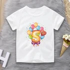 Футболка в подарок на день рождения Одежда для маленьких мальчиков забавная футболка с рисунком цифр 4, 5, 6 летние топы с круглым вырезом для мальчиков и девочек
