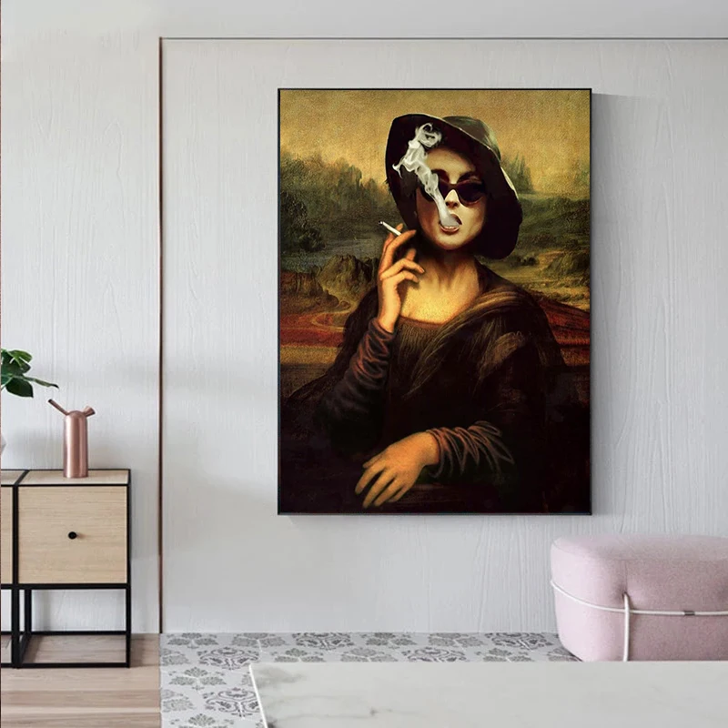 Забавная картина на холсте Dream Na Lisa украшение для курения настенная HD печатные