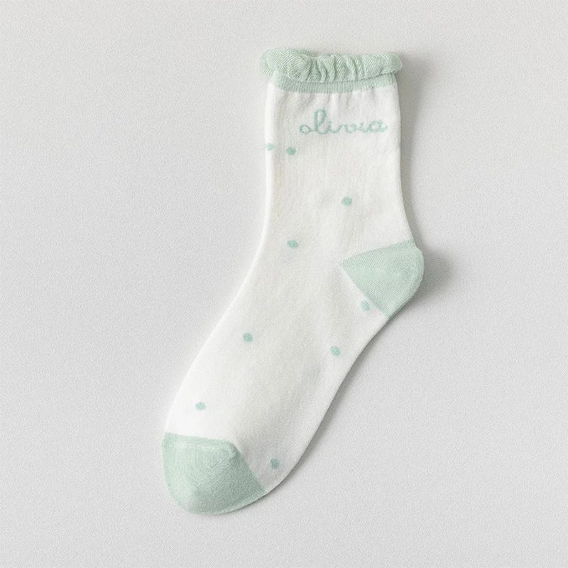 

Women Girls Summer Bubble Ruffled Lace Trim Crew Socks Sweet Daisy Floral Plaid Print Japanese Kawaii Cotton Mid Tube Hosiery