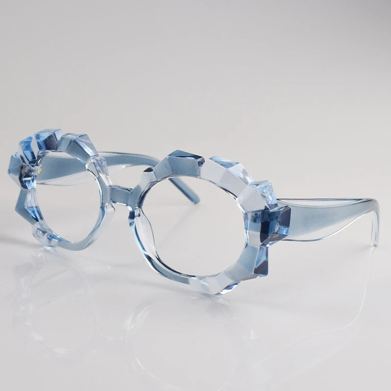 

Multilateral irregular myopia glasses female large frame transparent anti blue light glasses female large face round face
