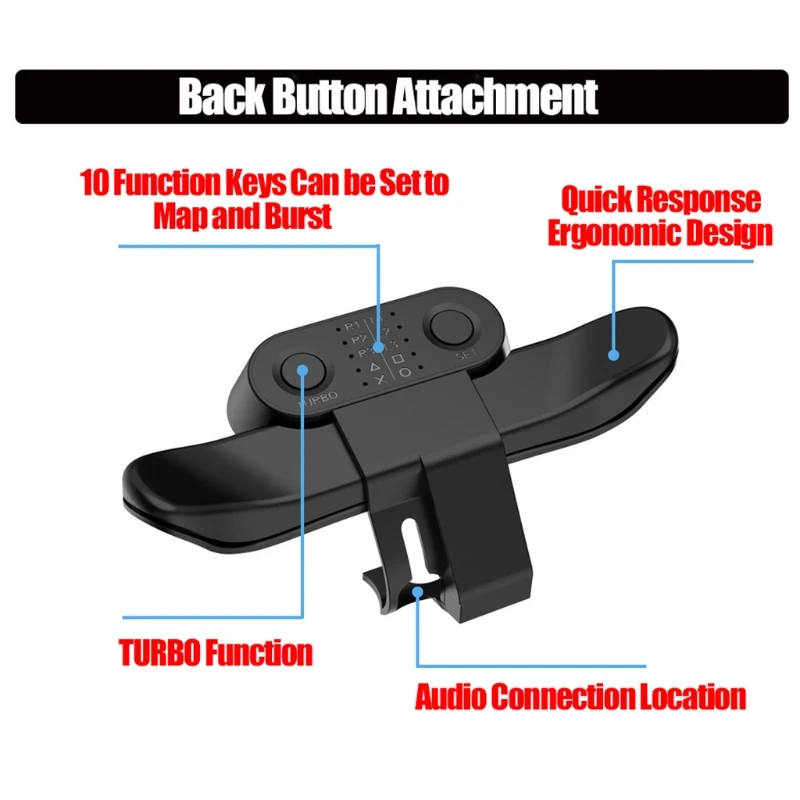 Extended Gamepad Back Button Attachment Joystick Rear Button With Turbo Key Adapter For PS4 Controller Game Accessories