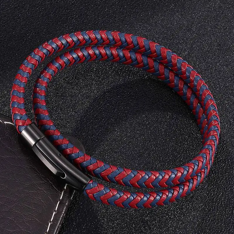 Модные мужские и женские ювелирные изделия красный синий многослойный Плетеный