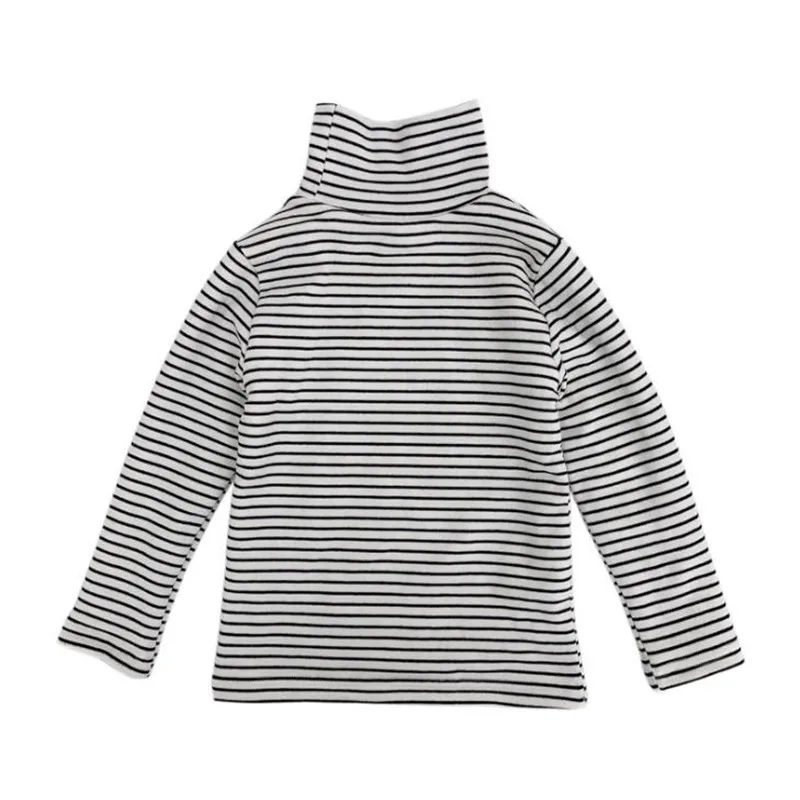 

DFXD 2020 Winter Kids Boys Girls High Collar Plus Velvet Striped Bottoming Shirt Casual Long Sleeve Warm Tops Outfit For 1-7Yrs