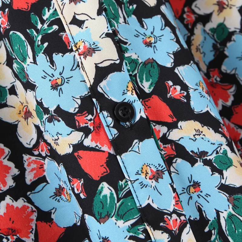 Женское плиссированное платье с высокой талией этническое цветочным принтом и