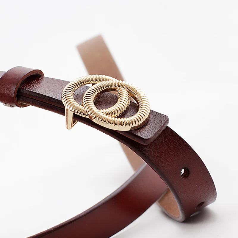 Женский ремень с двойным кольцом Kemeiqi роскошный из натуральной кожи пояс для