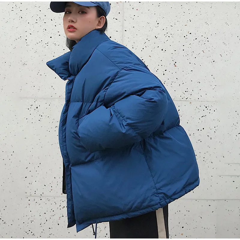 blue Зимняя утепленная женская парка, пуховик в Корейском стиле, Женское пальто с хлопковой подкладкой, дутые утепленные куртки для женщин - Цвет: blue