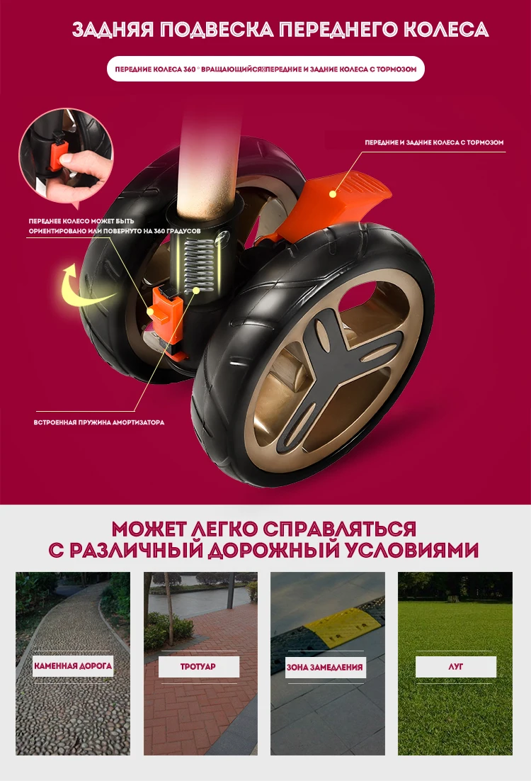Коляска детская Двухнаправленная прогулочная коляска младенца складная переносная тележка Россия