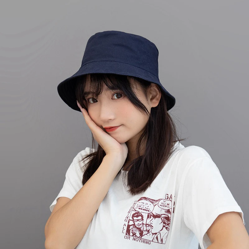 Monochrome reversible hat male and female Korean version of the tide student fisherman summer street bifacial basin h | Аксессуары для