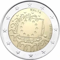 maltas 30th anniversary use eu flag in 2015 2 euros 100 real original coins currency coins unc