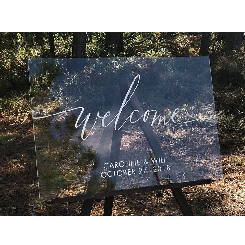 Оргстекл Свадьба приветственная доска персонализированное имя и Дата панель