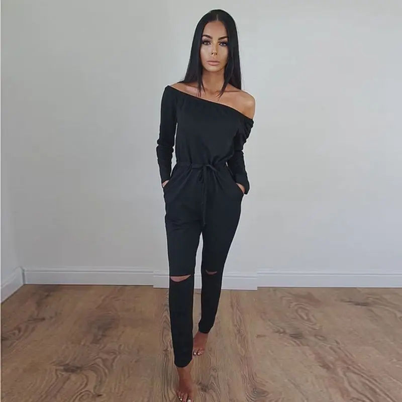 Женский комбинезон с длинным рукавом и открытыми плечами повседневный женский |