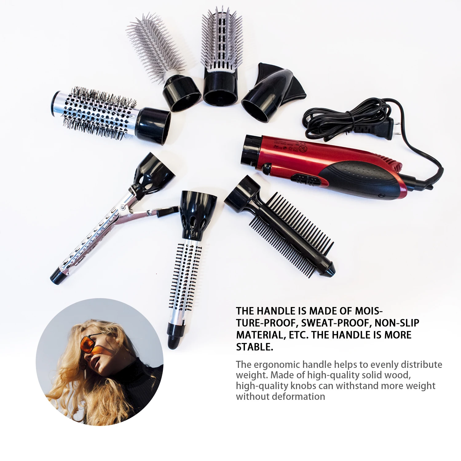 

Professional 7 In 1 Hot Air Comb Auto Rotating For Blow Dry Brush Hair Straightener Curler Spinning Hairstyle Styling Air Brush