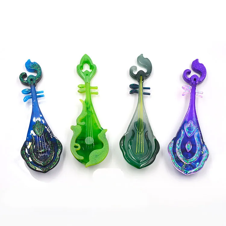 Popular1PC lute Shaped высушенный цветок ювелирный инструмент Ювелирная форма УФ-отверждаемая эпоксидная смола силиконовые формы для изготовления ювелирных изделий