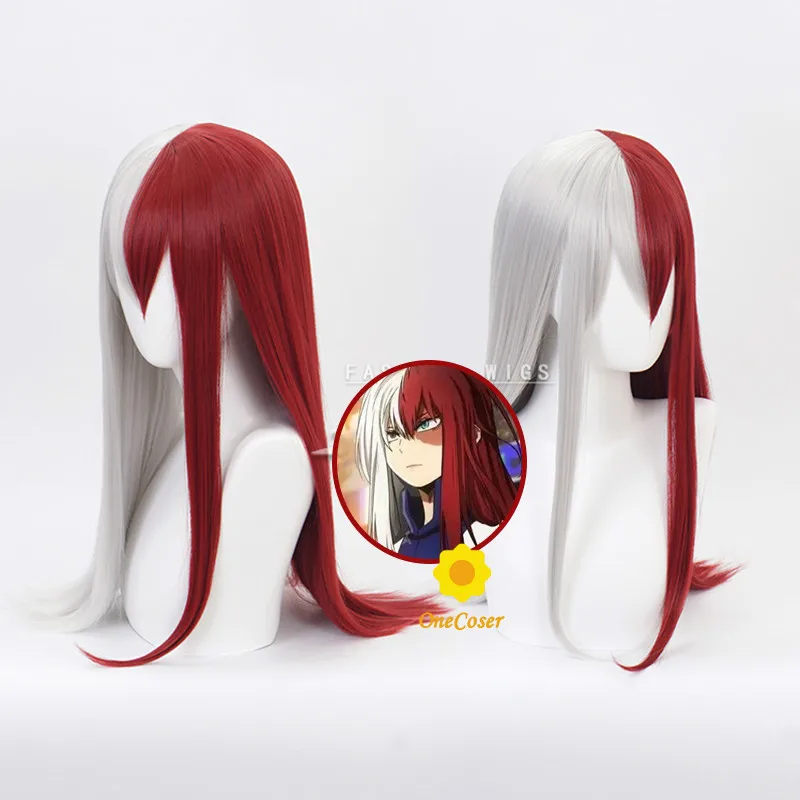 My Hero Академия шото Тодороки Косплей Длинные красный белый парик Boku без герой
