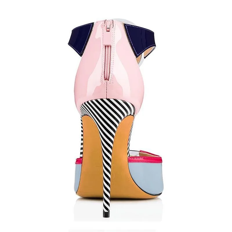 

Women sandals with Roman color back zipper and thin heel sandals