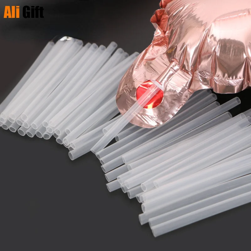 

1500pcs 8cm Blowing Straw Balloon Accessories Aluminum Film Foil Balloons Transparent Plastic Tube Party Decoration Globos