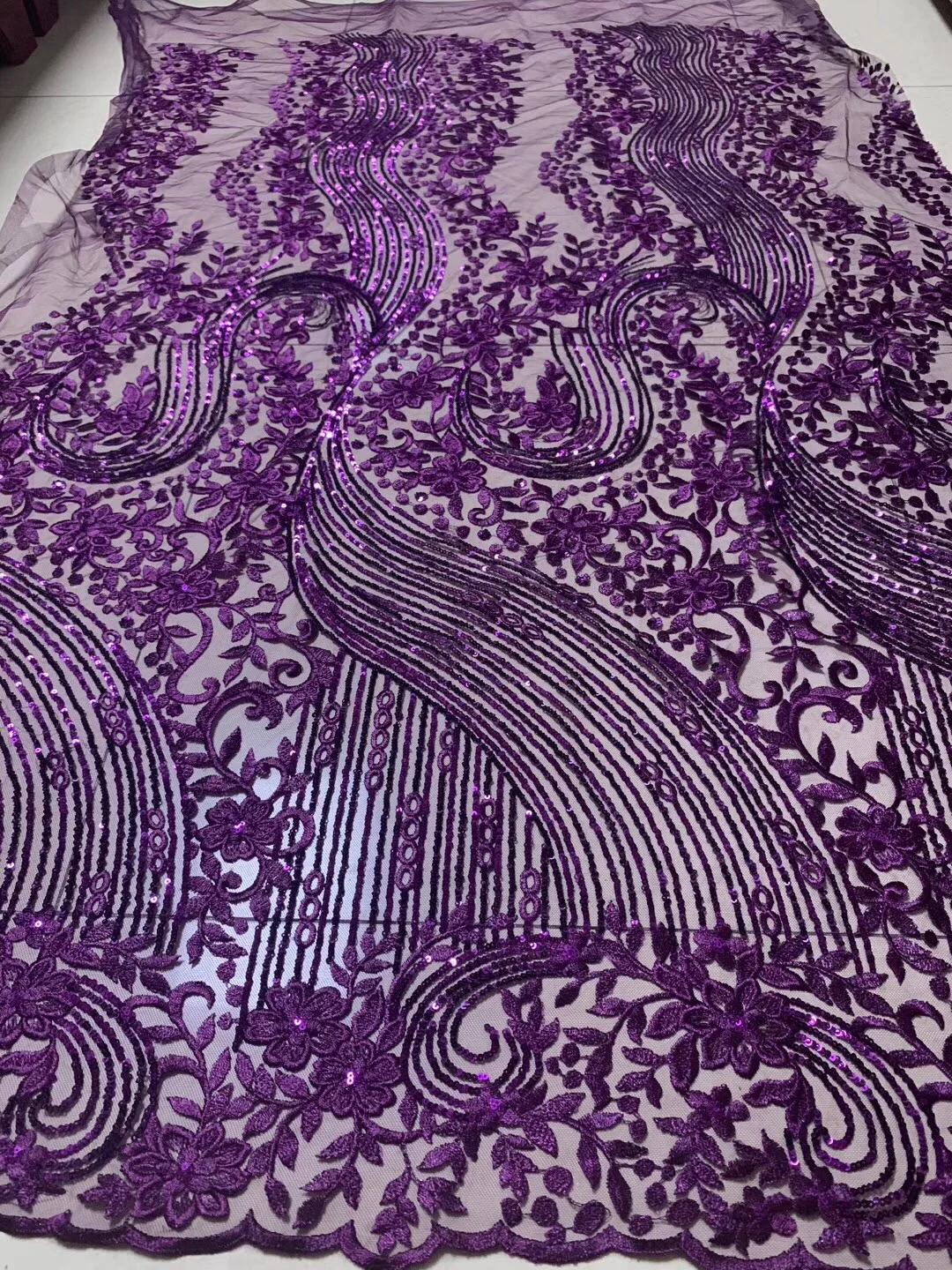 

Фиолетовая африканская французская кружевная ткань, высокое качество, тюль, сетка, кружевная ткань, вышивка, нигерийская кружевная ткань дл...
