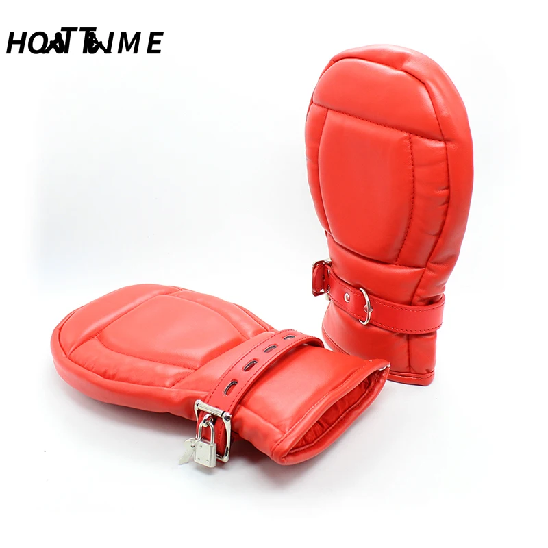 Взрослые игры Блокировка готические Варежки перчатки собачья лапа кожа бондаж