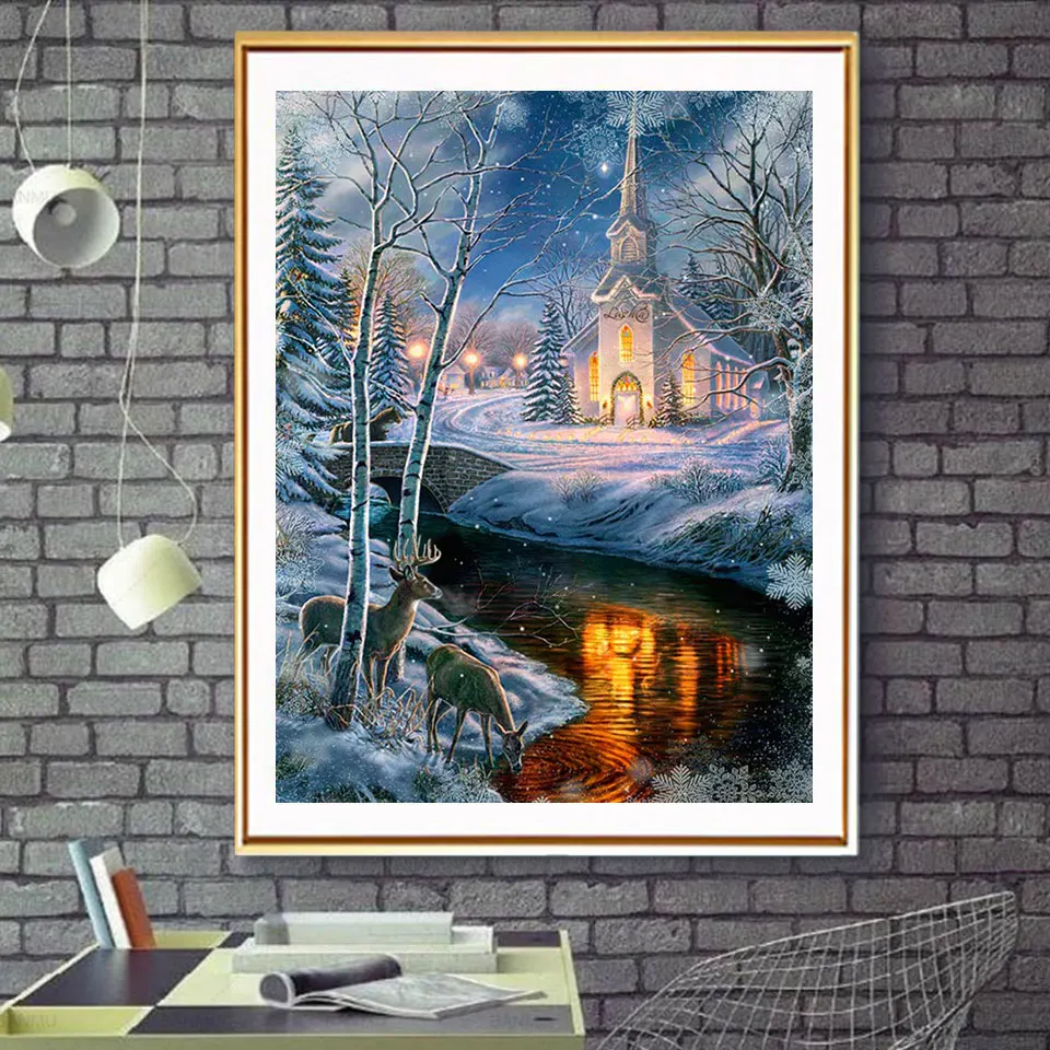 Diy 5D алмазная живопись зима природа и Животные Вышивка крестом полная Алмазная