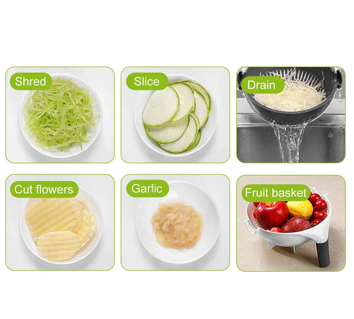 Многофункциональная волшебная крутящаяся овощерезка сливная корзина ручная